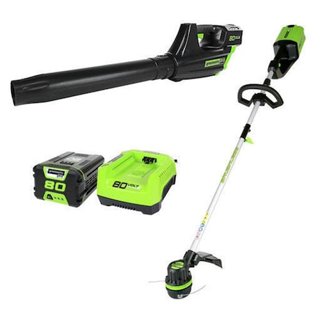 Grillgear 80V Cordless String Trimmer & Blower Combo, Green & Black GR3753591